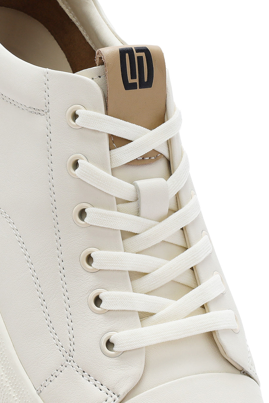 Erkek Beyaz Bağcıklı Deri Sneaker