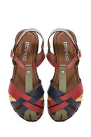 Women's Multicolored Ankle Strap Leather Bodrum Sandals | Derimod