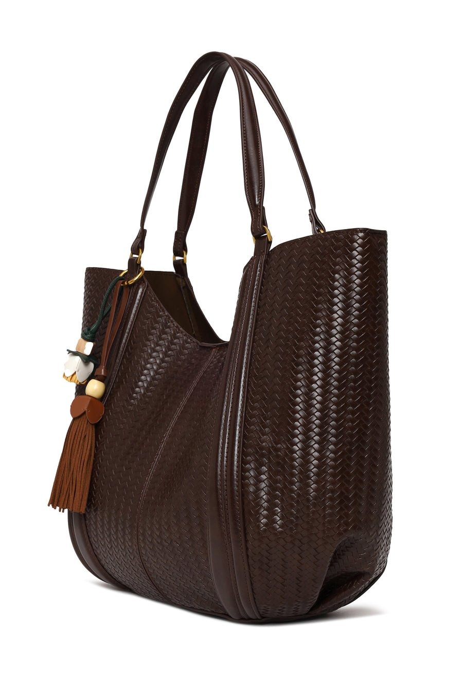 Woman Brown Accessory-Detail Printed Shoulder Bag