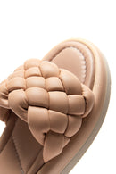 Women's Beige Knitted Comfort Slippers | Derimod