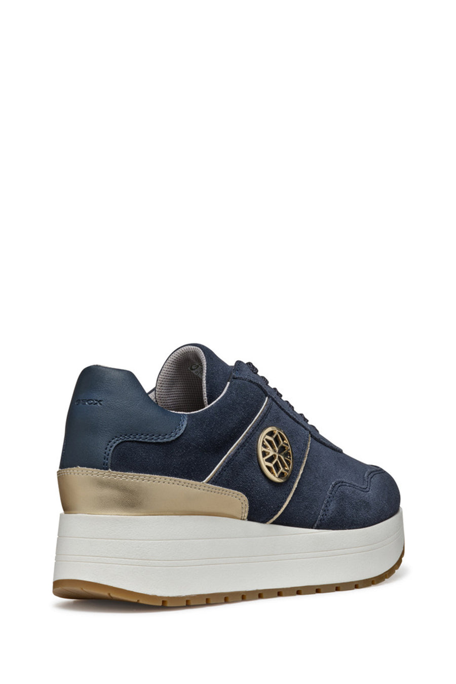 Geox Kadın Lacivert  Low-Top Bağcıklı Kalın Tabanlı Süet Deri Sneaker