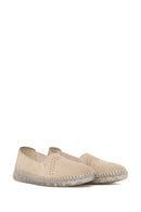 Woman Beige Suede Comfort Shoes | Derimod