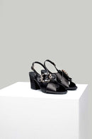 Women's Black Faux Leather Sandals | Derimod
