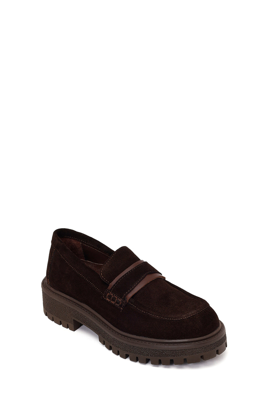 Woman Brown Thick-soled Suede Leather Masculine Loafer