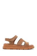 Women's Powder Strappy Thick Soled Suede Leather Comfort Sandals | Derimod