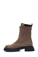 Women's Leather Suede Front Zipper Boots | Derimod