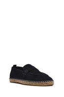 Men's Navy Blue Suede Leather Espadrille | Derimod