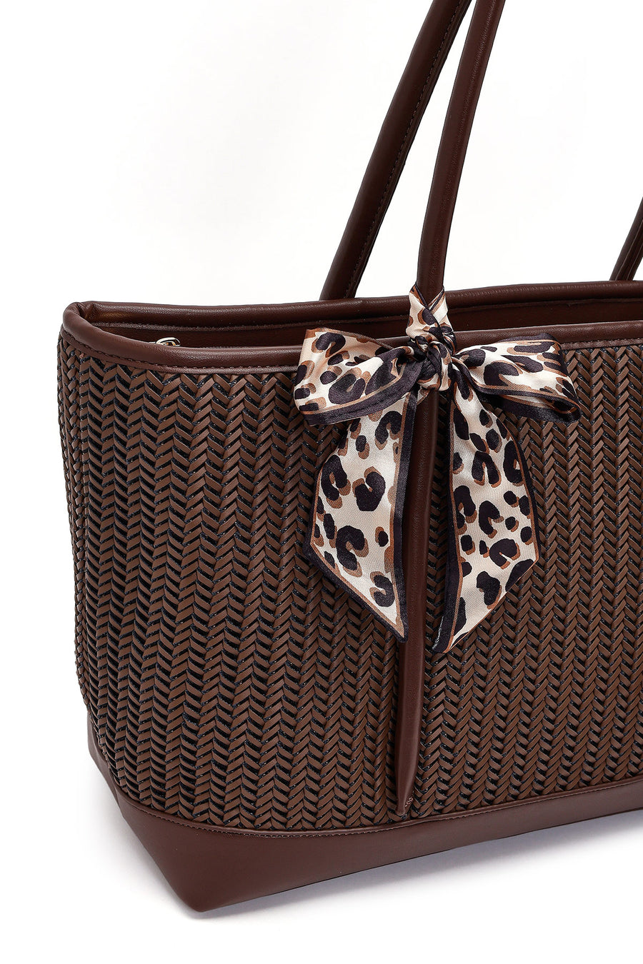 Women's Brown Braided Charm Shoulder Bag