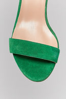 Suede Ankle Strap Women's Leather Heeled Sandals | Derimod