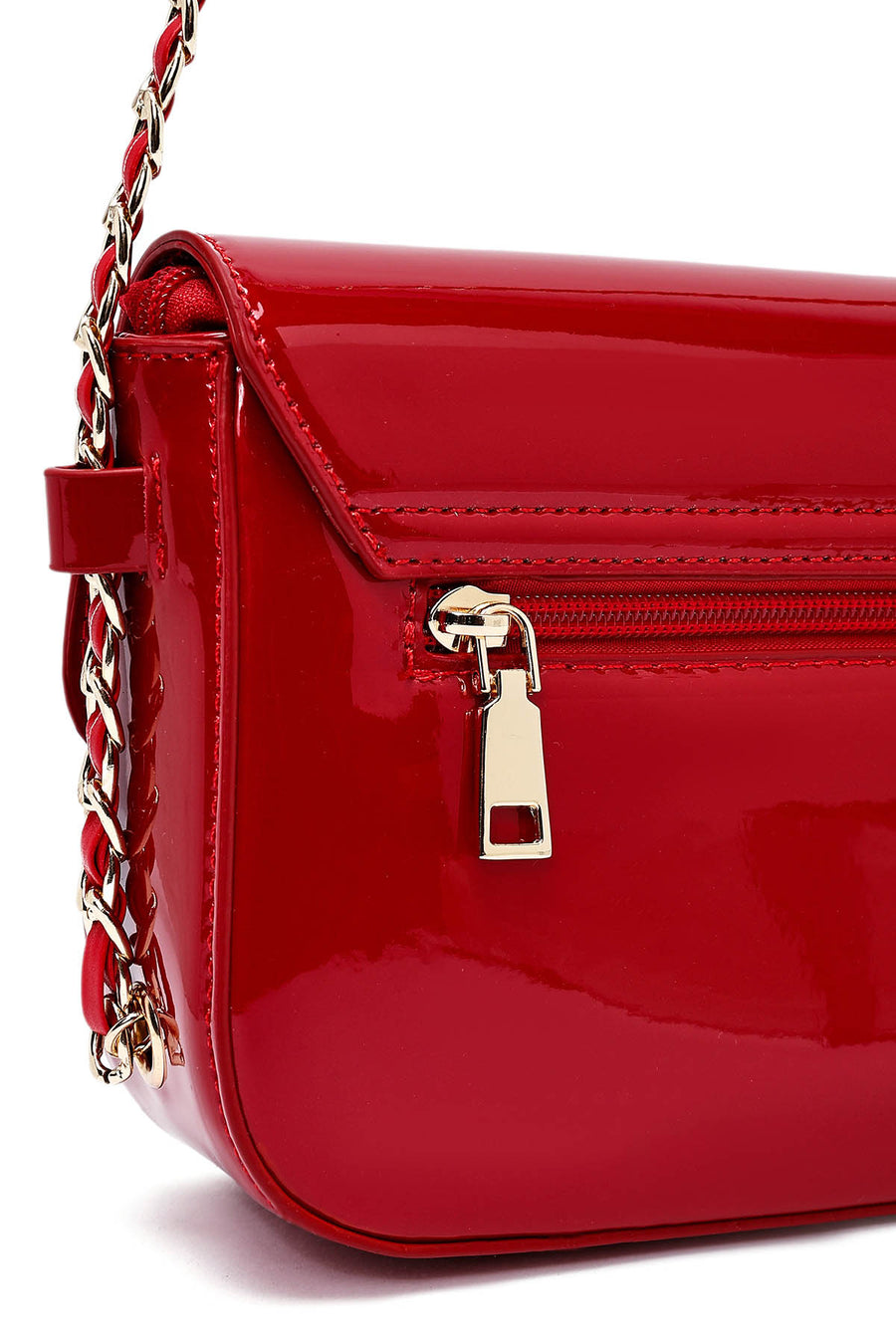 Women's Red Long Strap Patent Leather Crossbody Bag