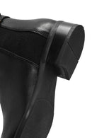 Woman Black Zippered Leather Boat | Derimod