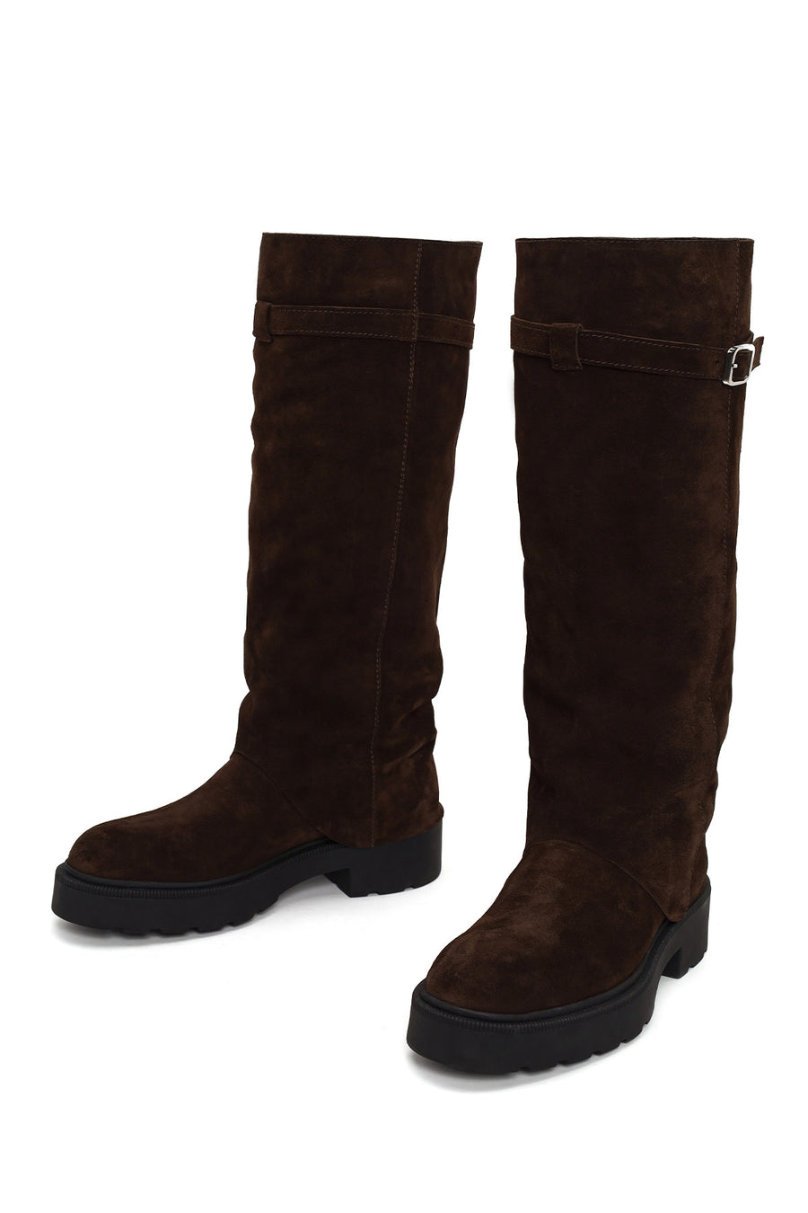 Woman Brown Thick-Soled Suede Boots