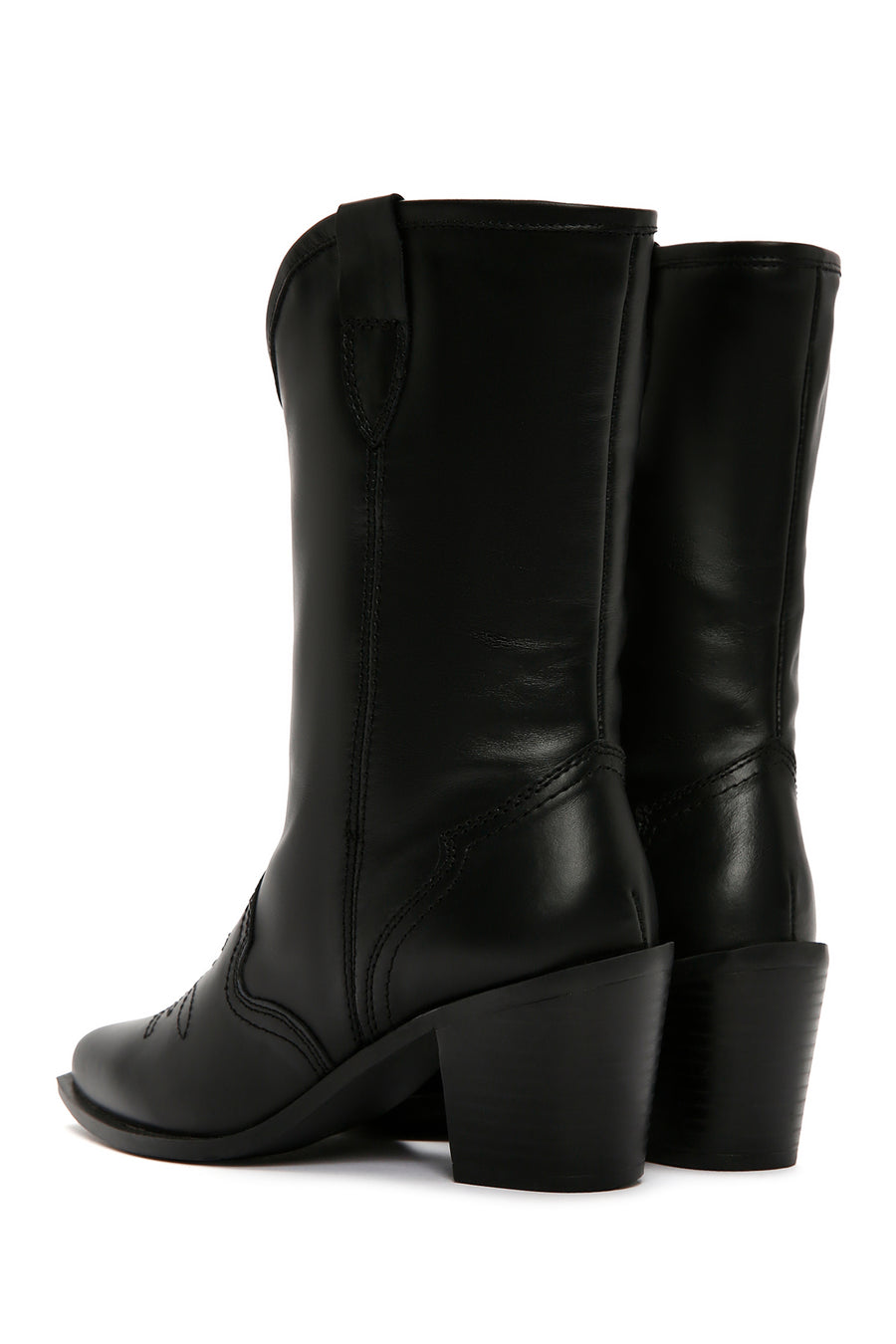 Women's Black Leather Cowboy Boots
