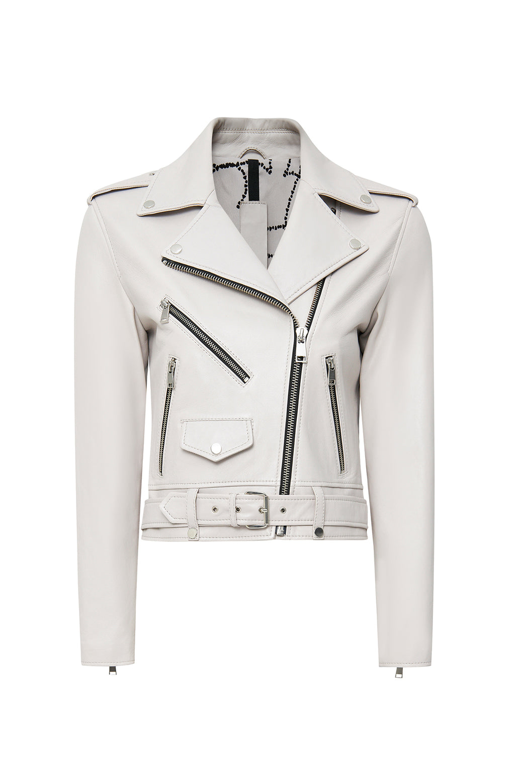 New Age Kadın Gri Kruvaze Yaka Deri Ceket