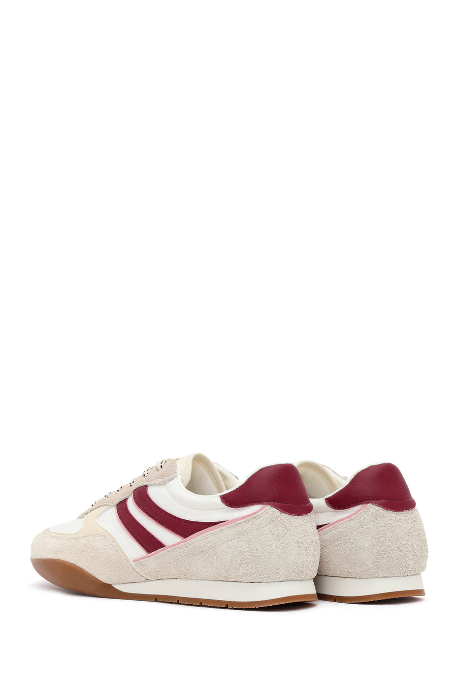 Women's Beige Lace-up Leather Sneaker