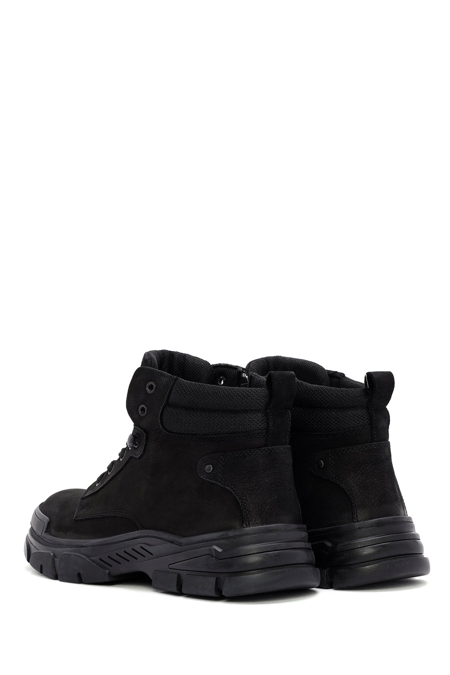 Men's Black Zippered Casual Nubuck Leather Boots