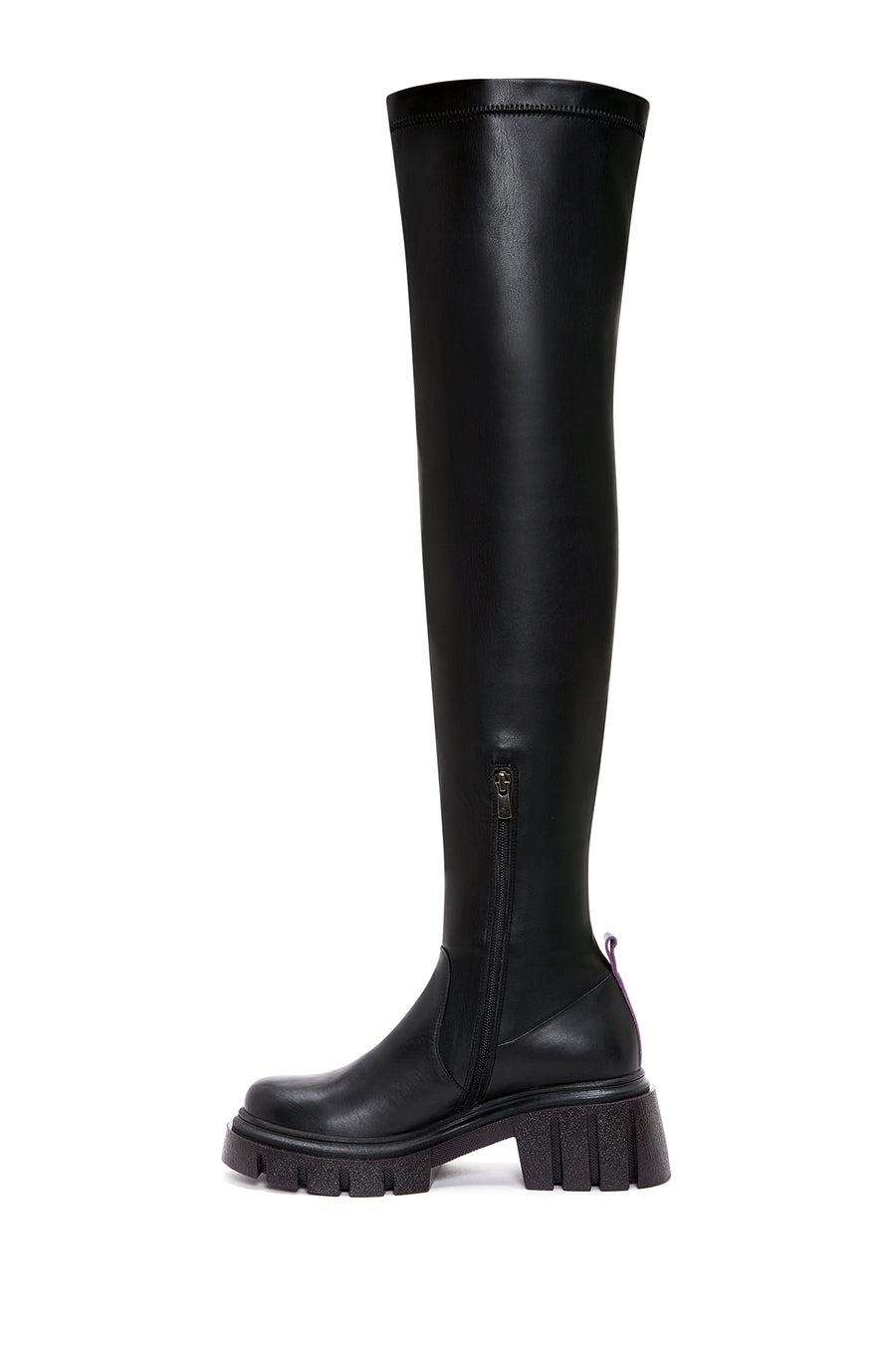 Women's Black Thick Soled Leather Boots