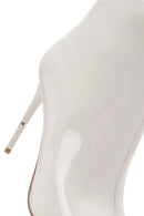 Women's White Zippered Thin Heel Patent Leather Boots | Derimod