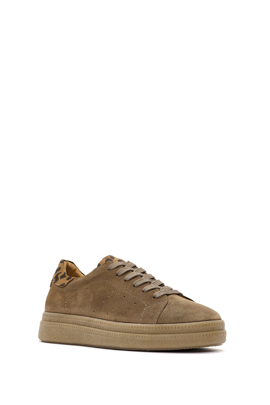 Kadın Taba Bağcıklı Süet Deri Sneaker
