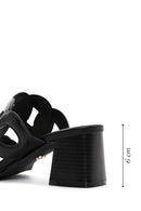 Women's Black Thick Heeled Slippers | Derimod