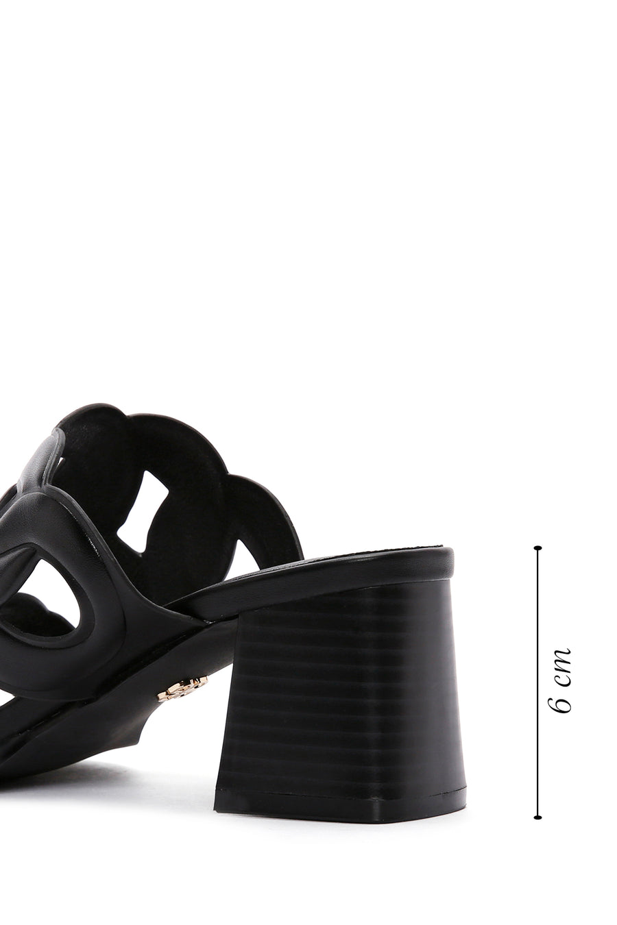 Women's Black Thick Heeled Slippers