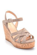 Women's Wedge Heel Suede Leather Sandals | Derimod