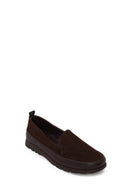 Woman Brown Suede Comfort Loafer | Derimod