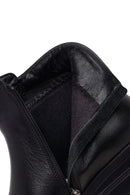 Woman Black Zip Closure Leather Comfort Boots | Derimod