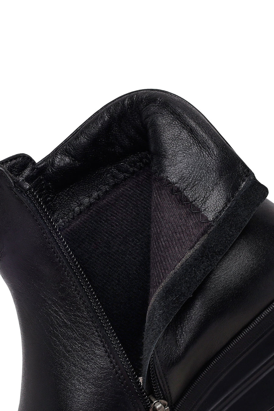Woman Black Zip Closure Leather Comfort Boots