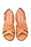 Women's Tan Leather Comfort Sandals | Derimod