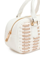 Woman White Long-Strap Braided Mini Shoulder Bag | Derimod