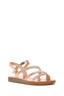 Women's Pink Back Strap Stoned Sandals | Derimod