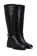 Women's Black Zippered Leather Boots | Derimod