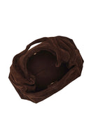 Woman Dark Mink Long Strap Suede Shoulder Bag | Derimod