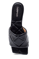 Women's Black Leather Casual Flat Slippers | Derimod