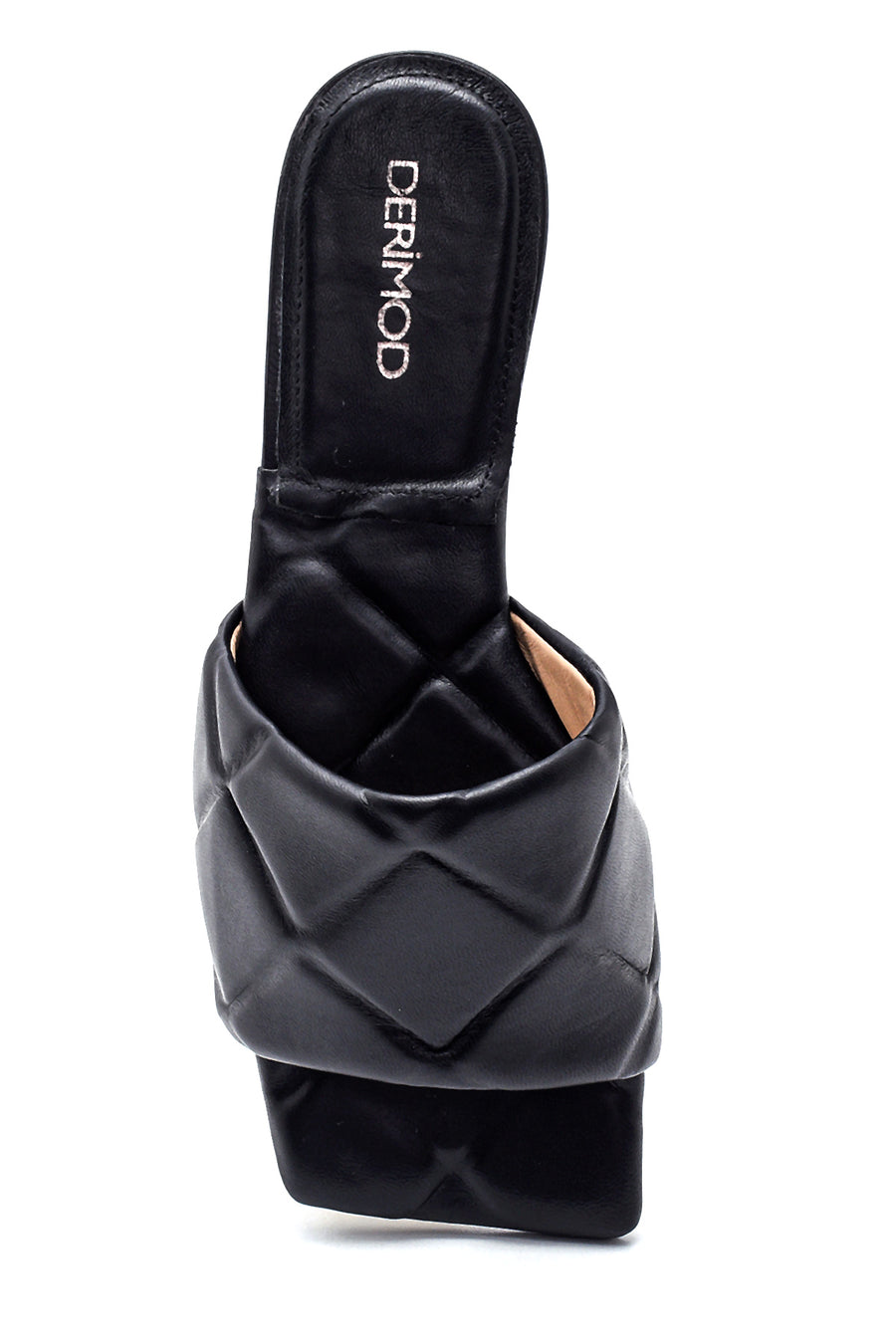 Women's Black Leather Casual Flat Slippers