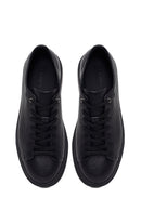Erkek Siyah Bağcıklı Deri Sneaker | Derimod