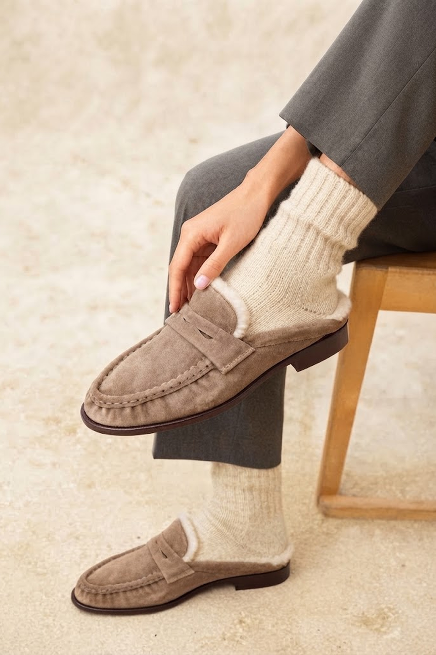 Woman Mink Suede Slipper