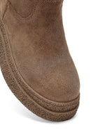 Woman Mink Zip Closure Thick-Soled Suede Teddy Boots | Derimod