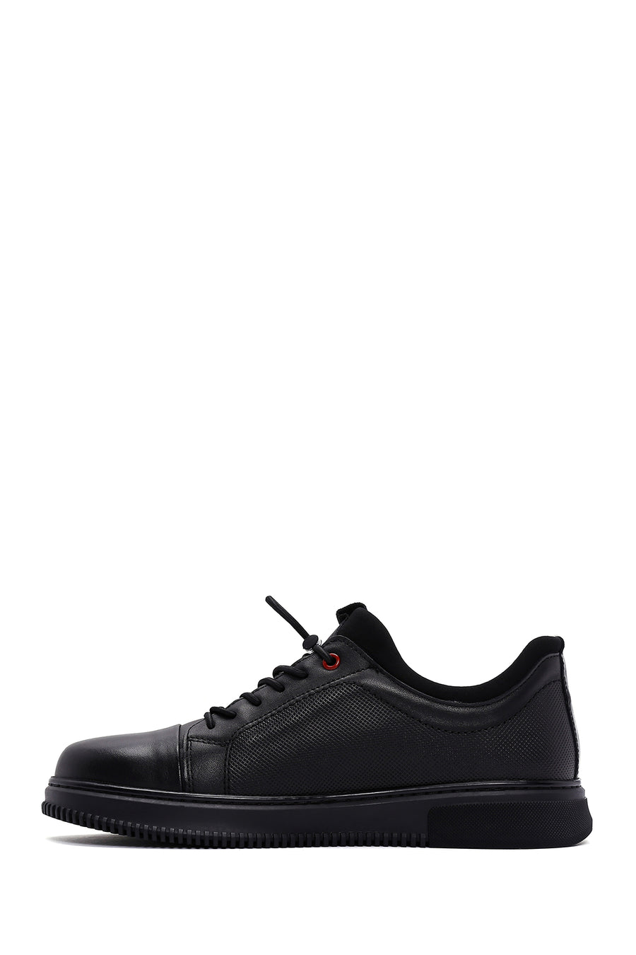 Men's Black Lace-up Leather Sneaker
