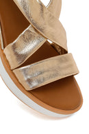 Women's Gold Chunky Metallic Leather Sandals | Derimod