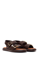 Women's Brown Double Buckle Sandals | Derimod