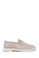 Women's Beige Suede Leather Masculine Loafer | Derimod