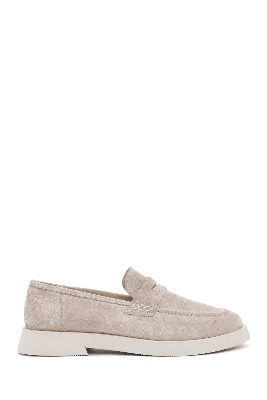 Women's Beige Suede Leather Masculine Loafer 24WFD132810 | Derimod