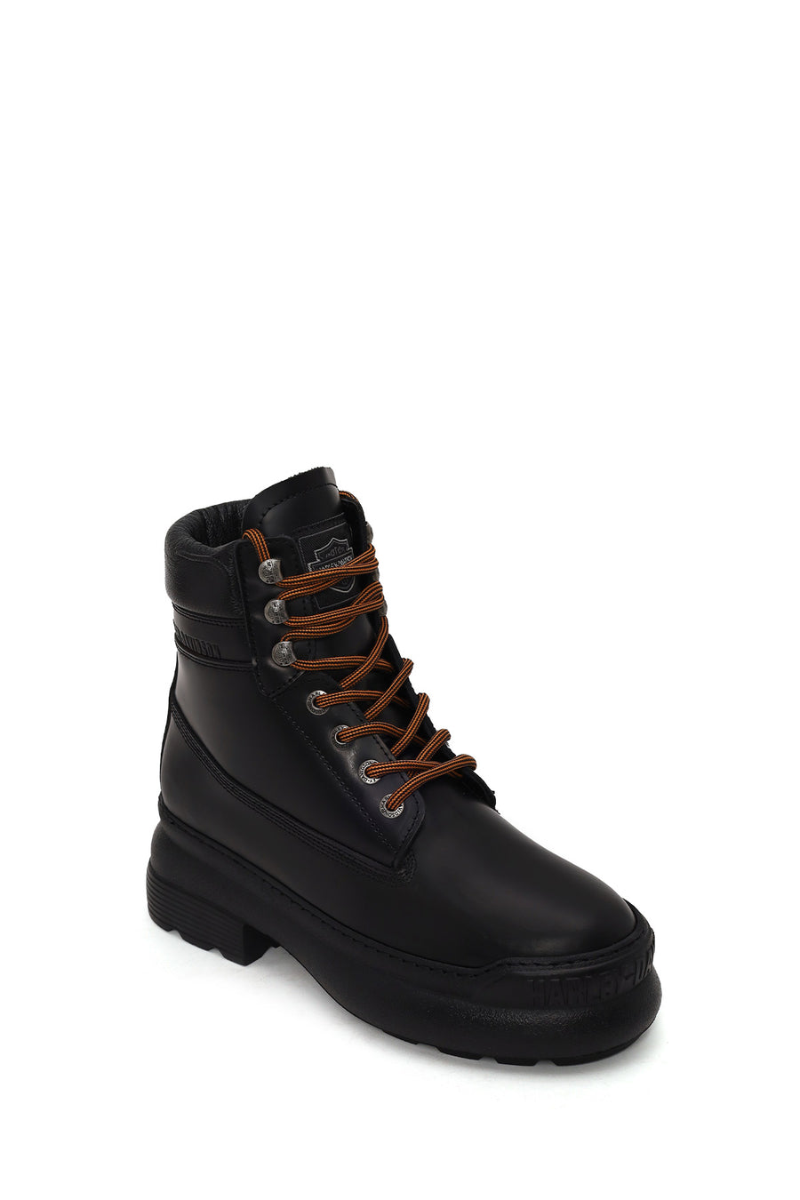 Harley Davidson Woman Black Kitrich Lace-Up Thick-Soled Leather Combat Boots