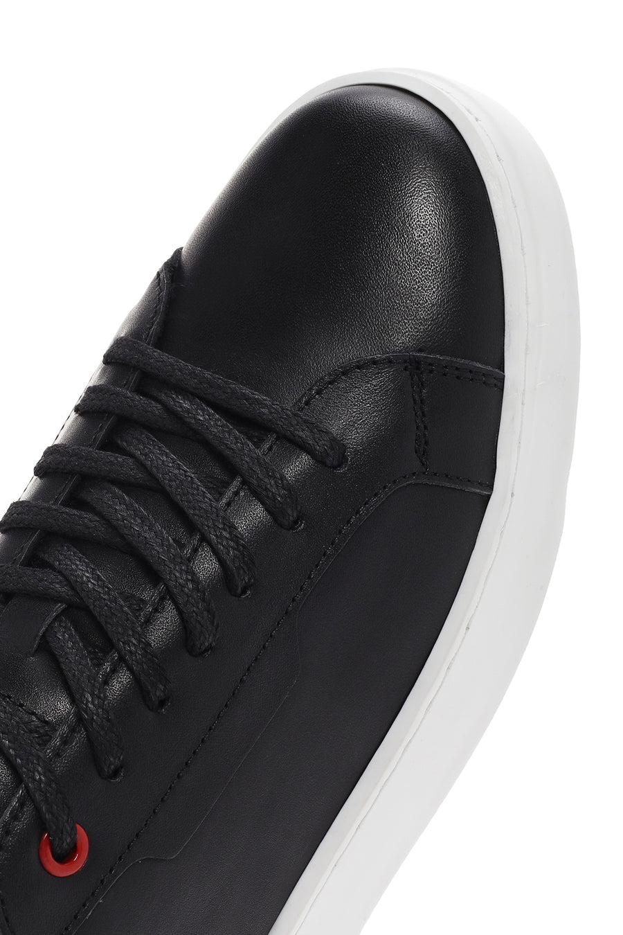 Erkek Siyah Bağcıklı Deri Sneaker