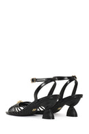 Woman Black Ankle Buckled Chunky Heeled Sandals | Derimod