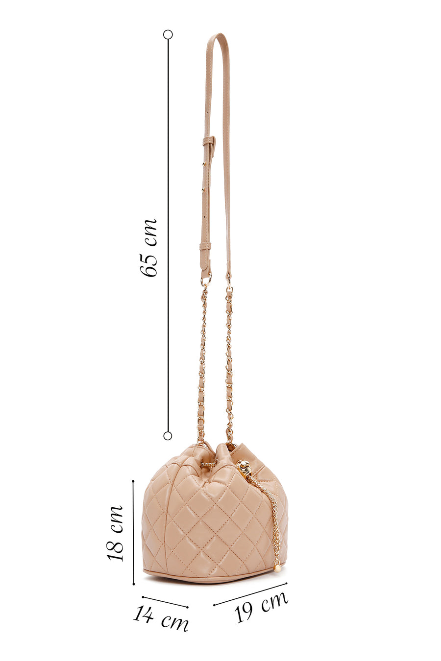 Women's Beige Long Strap Quilted Crossbody Bag