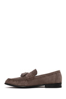 Erkek Gri Püsküllü Süet Deri Casual Loafer | Derimod