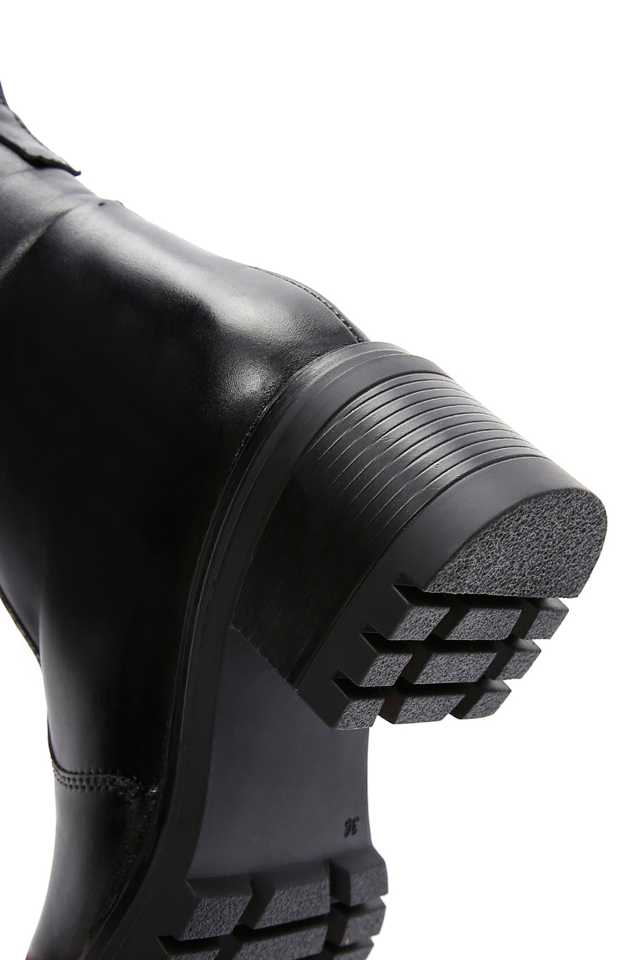 Women's Black Leather Zippered Heeled Boots
